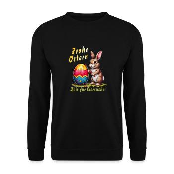 OSTERHASE Frohe Ostern Eiersuche - Unisex Pullover - Schwarz - Vorne - Alina (178cm) & Michal (187cm)