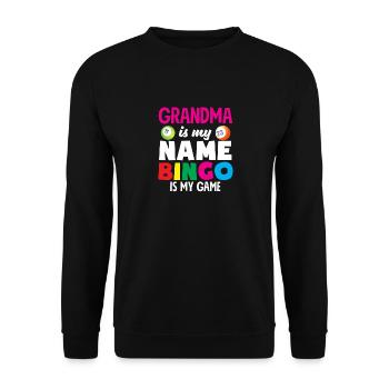Joueur de bingo Mamie Mon nom Mon jeu - Sweat-shirt Unisexe - noir - Devant - Alina (178cm) & Michal (187cm)