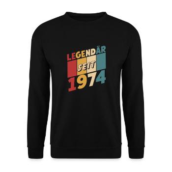legendär seit 1974 oh mein gott wie funny - Unisex Pullover - Schwarz - Vorne - Alina (178cm) & Michal (187cm)