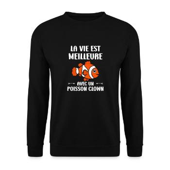 Humour Poisson rouge - Sweat-shirt Unisexe - noir - Devant - Alina (178cm) & Michal (187cm)