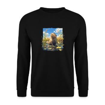 Rat musqué - Sweat-shirt Unisexe - noir - Devant - Alina (178cm) & Michal (187cm)