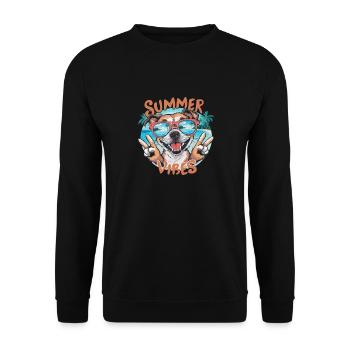 Ambiance estivale chien sur la plage avec des lunettes de soleil pour - Sweat-shirt Unisexe - noir - Devant - Alina (178cm) & Michal (187cm)