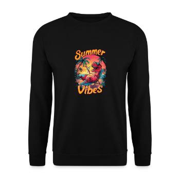 Ambiance estivale dino sur la plage avec des palmiers et - Sweat-shirt Unisexe - noir - Devant - Alina (178cm) & Michal (187cm)