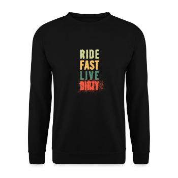 RIDE FAST LIVE DIRTY – MOUNTAIN BIKE - MOTOCROSS - Unisex Sweatshirt - black - Front - Alina (178cm) & Michal (187cm)
