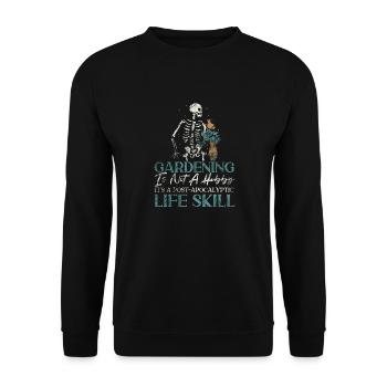 Plant Lover Gardening Skeleton - Unisex Sweatshirt - black - Front - Alina (178cm) & Michal (187cm)