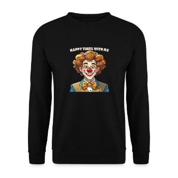 CLOWN HAPPY TIMES WITH ME - Unisex Sweatshirt - black - Front - Alina (178cm) & Michal (187cm)