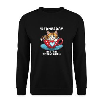 KATZE KAFFEETASSE WEDNESDAY AND THAT WITHOUT - Unisex Pullover - Schwarz - Vorne - Alina (178cm) & Michal (187cm)
