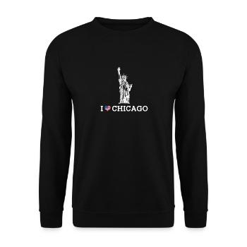 I Love Chicago Cool Statue Of Liberty Heart Flag - Unisex Sweatshirt - black - Front - Alina (178cm) & Michal (187cm)