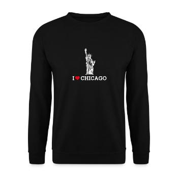 I Love Chicago Cool Heart Flag Statue Of Liberty - Unisex Sweatshirt - black - Front - Alina (178cm) & Michal (187cm)