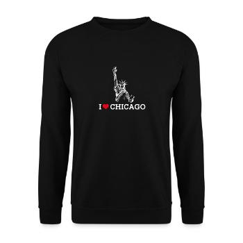I Love Chicago Cool Statue Of Liberty Lover Pun - Unisex Sweatshirt - black - Front - Alina (178cm) & Michal (187cm)
