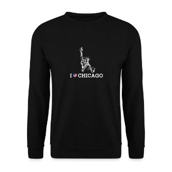 I Love Chicago Statue Of Liberty Heart Flag Cool - Unisex Sweatshirt - black - Front - Alina (178cm) & Michal (187cm)