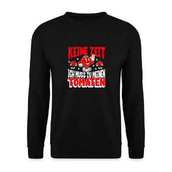 Keine Zeit, ich pflege meine Tomaten - Unisex Pullover - Schwarz - Vorne - Alina (178cm) & Michal (187cm)