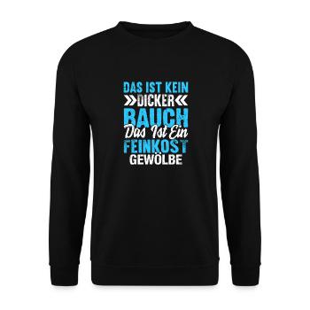Feinkostgewölbe Fun Shirt – Kein dicker Bauch - Unisex Pullover - Schwarz - Vorne - Alina (178cm) & Michal (187cm)