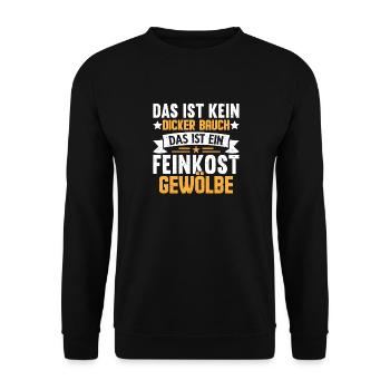 Feinkostgewölbe Fun Shirt – Kein dicker Bauch - Unisex Pullover - Schwarz - Vorne - Alina (178cm) & Michal (187cm)