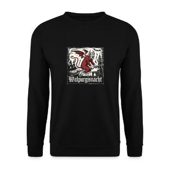 Walpurgisnacht Hexen Teufel Hexe auf Besen - Unisex Pullover - Schwarz - Vorne - Alina (178cm) & Michal (187cm)