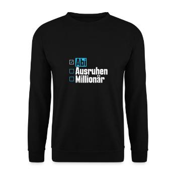 Abitur ABI AUSRUHEN MILLIONÄR Abi Lustiges - Unisex Pullover - Schwarz - Vorne - Alina (178cm) & Michal (187cm)