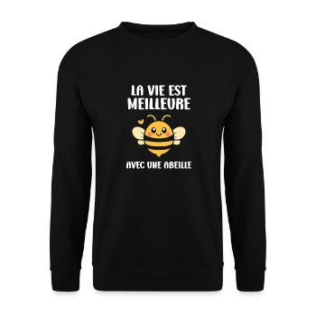 Abeille - Sweat-shirt Unisexe - noir - Devant - Alina (178cm) & Michal (187cm)