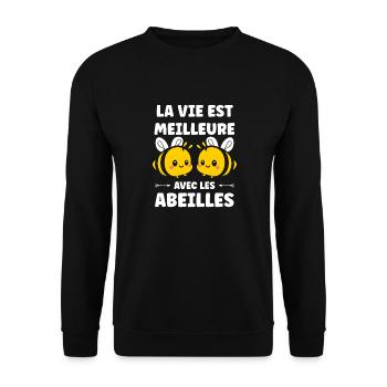 Abeille - Sweat-shirt Unisexe - noir - Devant - Alina (178cm) & Michal (187cm)