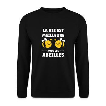 Abeille - Sweat-shirt Unisexe - noir - Devant - Alina (178cm) & Michal (187cm)