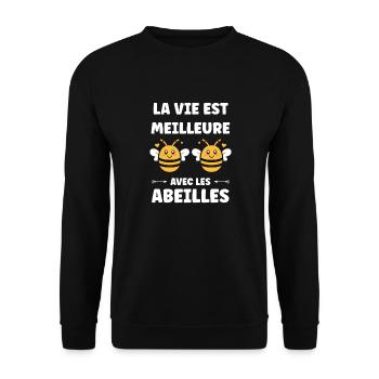 Abeille - Sweat-shirt Unisexe - noir - Devant - Alina (178cm) & Michal (187cm)