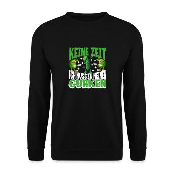 Lustiges Gurken-Gärtner Spruch Design für Gemüse - Unisex Pullover - Schwarz - Vorne - Alina (178cm) & Michal (187cm)