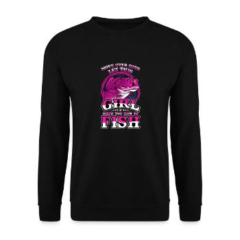 Let This Girl Fish - Unisex Sweatshirt - black - Front - Alina (178cm) & Michal (187cm)