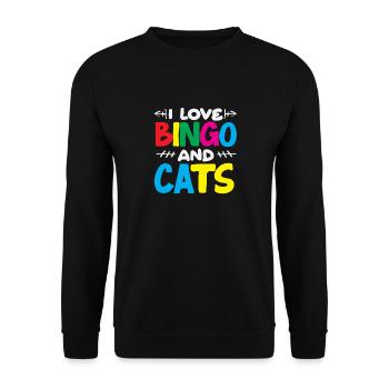 Joueurs de bingo - J’aime le bingo et les chats - Sweat-shirt Unisexe - noir - Devant - Alina (178cm) & Michal (187cm)