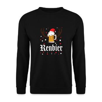 Renbier Dreilochstute Zeichenfläche 1 - Unisex Pullover - Schwarz - Vorne - Alina (178cm) & Michal (187cm)