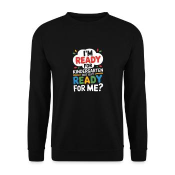 Drôle de maternelle Commencez à dire - Sweat-shirt Unisexe - noir - Devant - Alina (178cm) & Michal (187cm)