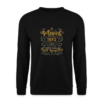 Mars 1972 cadeau fête d'anniversaire | March 1972 - Sweat-shirt Unisexe - noir - Devant - Alina (178cm) & Michal (187cm)