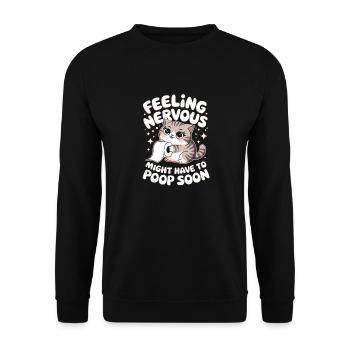 Nervöses Gefühl Kawaii Katze IBS Krieger Humor - Unisex Pullover - Schwarz - Vorne - Alina (178cm) & Michal (187cm)