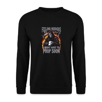 Reizdarm-Syndrom Reaper IBS Gothic--Humor - Unisex Pullover - Schwarz - Vorne - Alina (178cm) & Michal (187cm)