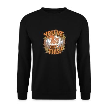 Du Schaffst Das! Eichhörnchen Mit Eichel - Unisex Pullover - Schwarz - Vorne - Alina (178cm) & Michal (187cm)