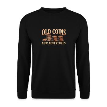 Old Coins New Adventures Numismatics - Unisex Sweatshirt - black - Front - Alina (178cm) & Michal (187cm)