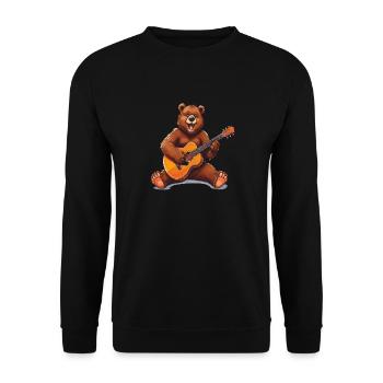 BEAR GUITAR PLAY IT LOUD - Unisex Sweatshirt - black - Front - Alina (178cm) & Michal (187cm)