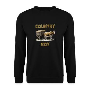 CHARIOT À VACHES GARÇON DE LA CAMPAGNE - Sweat-shirt Unisexe - noir - Devant - Alina (178cm) & Michal (187cm)