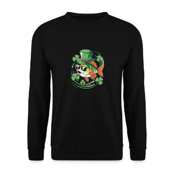 St. Patrick's Day with fish and shamrocks - Unisex Sweatshirt - black - Front - Alina (178cm) & Michal (187cm)
