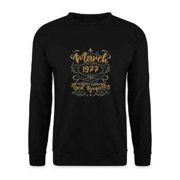 Mars 1977 cadeau fête d'anniversaire | March 1977 - Sweat-shirt Unisexe - noir - Devant - Alina (178cm) & Michal (187cm)