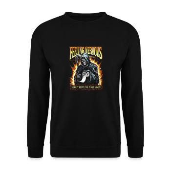 Reizdarm-Syndrom Reaper IBS Gothic--Humor - Unisex Pullover - Schwarz - Vorne - Alina (178cm) & Michal (187cm)