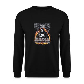 Reizdarm-Syndrom Reaper IBS Gothic--Humor - Unisex Pullover - Schwarz - Vorne - Alina (178cm) & Michal (187cm)