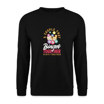 A couple playing bingo together - Unisex Sweatshirt - black - Front - Alina (178cm) & Michal (187cm)