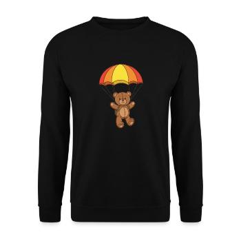 Teddy Bear Parachutist - Unisex Sweatshirt - black - Front - Alina (178cm) & Michal (187cm)