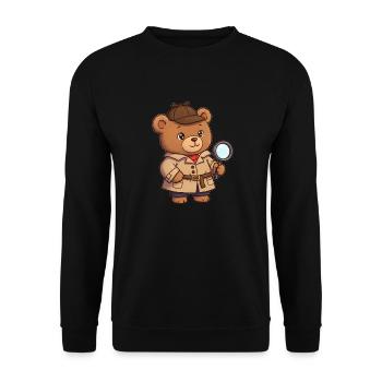 Teddybär Detektiv - Unisex Pullover - Schwarz - Vorne - Alina (178cm) & Michal (187cm)