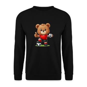Teddy Bear Soccer Player - Unisex Sweatshirt - black - Front - Alina (178cm) & Michal (187cm)