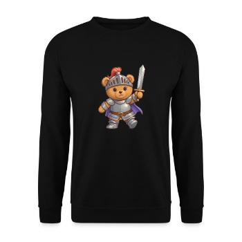 Teddybär Ritter - Unisex Pullover - Schwarz - Vorne - Alina (178cm) & Michal (187cm)