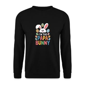 Lustiges Osterhasen Papa Ostern Design - Unisex Pullover - Schwarz - Vorne - Alina (178cm) & Michal (187cm)