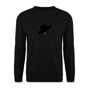 Femme élégante avec chapeau et rouge à lèvres rouge - Sweat-shirt Unisexe - noir - Devant - Alina (178cm) & Michal (187cm)