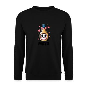 Mayo, Sweet Bottle Motif with Hearts and Bow - Unisex Sweatshirt - black - Front - Alina (178cm) & Michal (187cm)