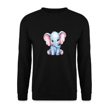 Cute Little Blue Elephant Cartoon Design - Unisex Sweatshirt - black - Front - Alina (178cm) & Michal (187cm)