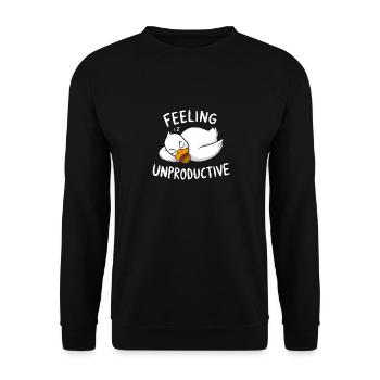 Feeling Unproductive Entspannende Ente - Unisex Pullover - Schwarz - Vorne - Alina (178cm) & Michal (187cm)